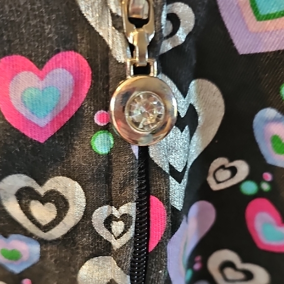 Candy Queen Kids Heart Pattern Jacket - Black and Pink Size 14/16 - Picture 3 of 7